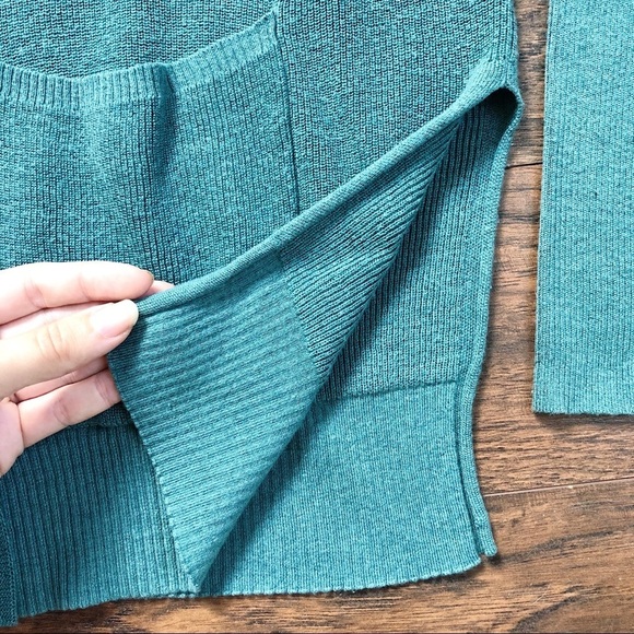 Eileen Fisher • Slouchy Cardigan sweater open teal Tencel silk organic cotton - Picture 6 of 9